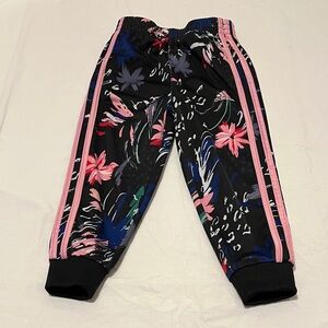 3T Adidas Kids' Black and Pink Floral Joggers